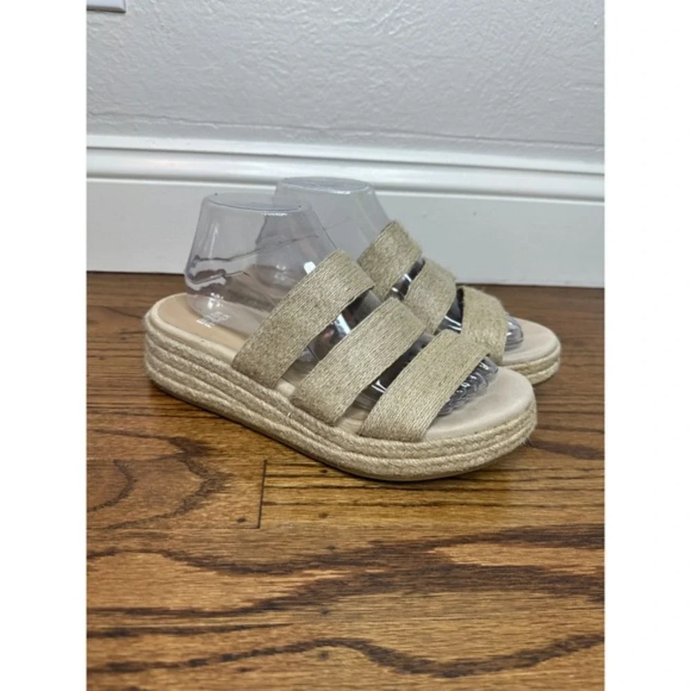 NEW Eileen Fisher Mayla Jute Espadrille‎ Sandal Platform Slide Beige Tan Size 9